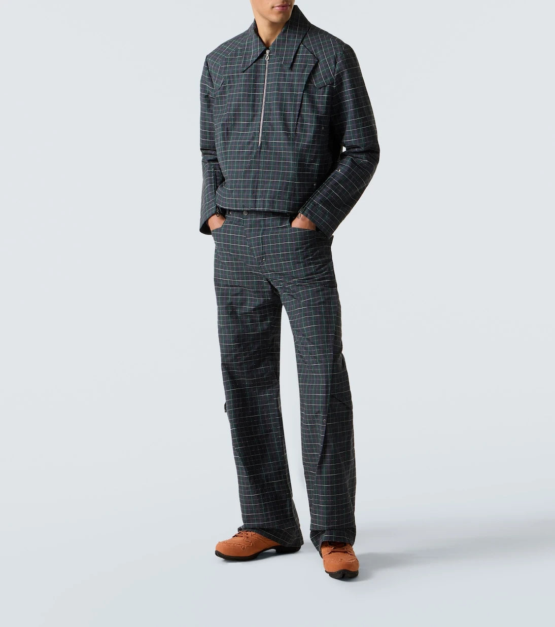 Kiko Kostadinov - Kraner checked cotton-blend wide-leg pants
