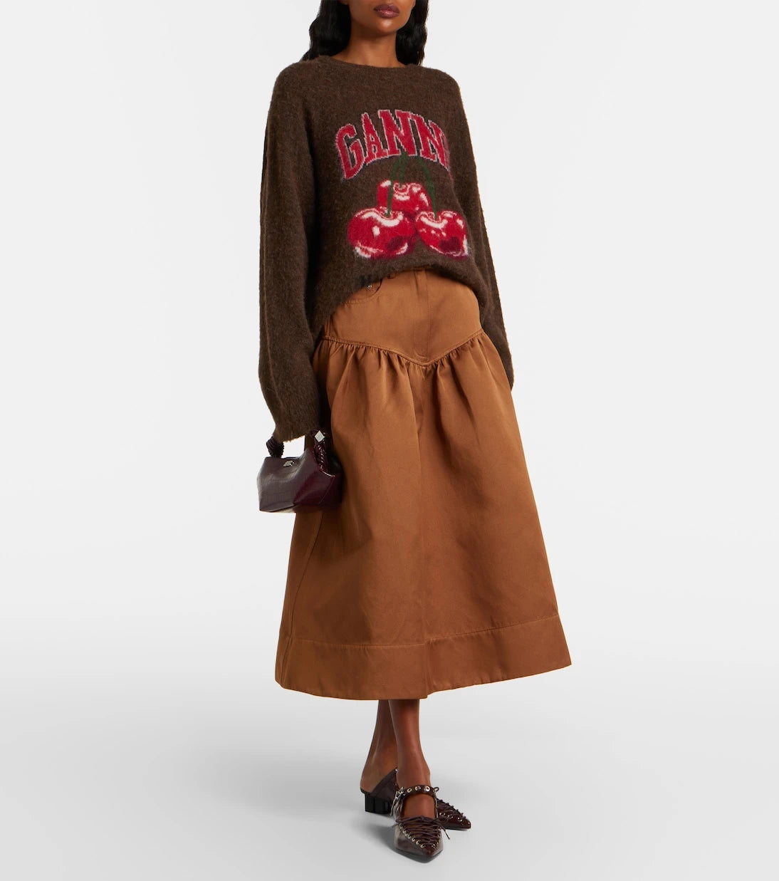 Ganni - Peplum midi skirt