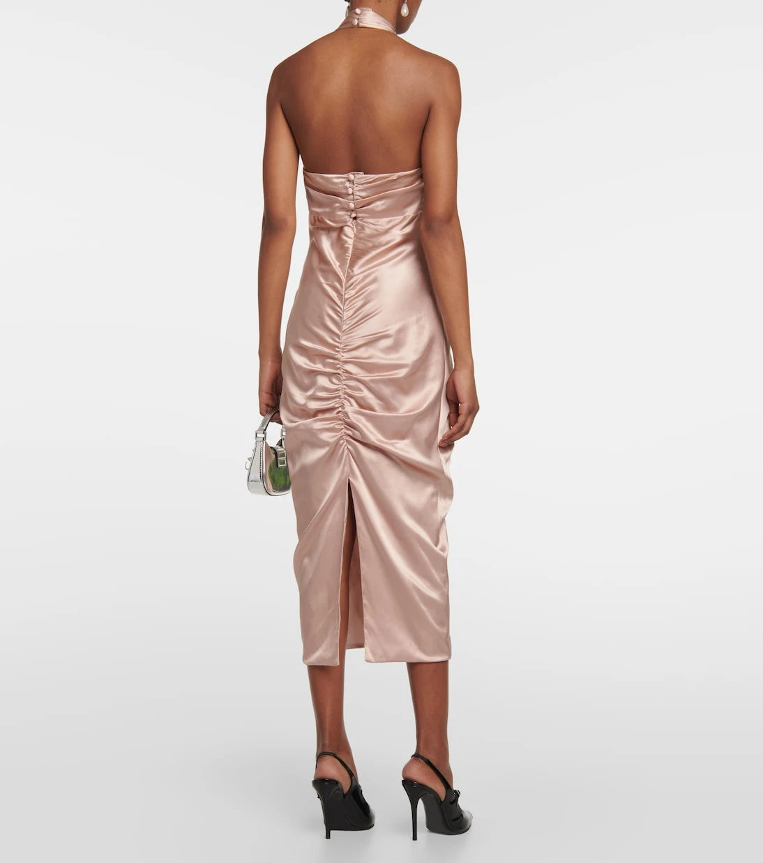 Alessandra Rich - Ruched cutout satin midi dress