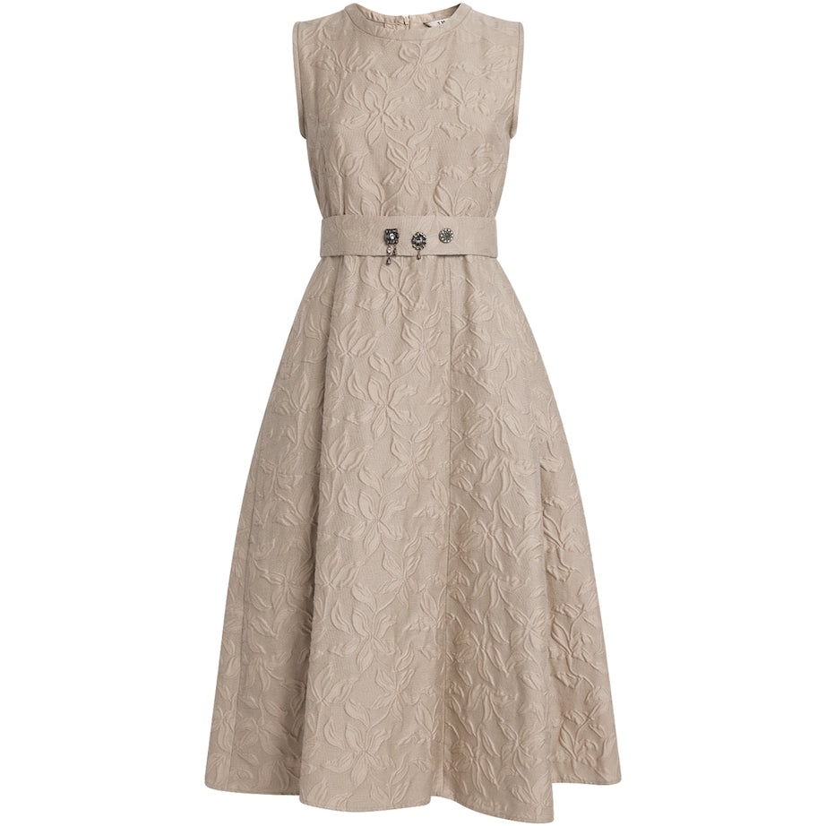 Max Mara Beige Cotton-Blend Floral Dress