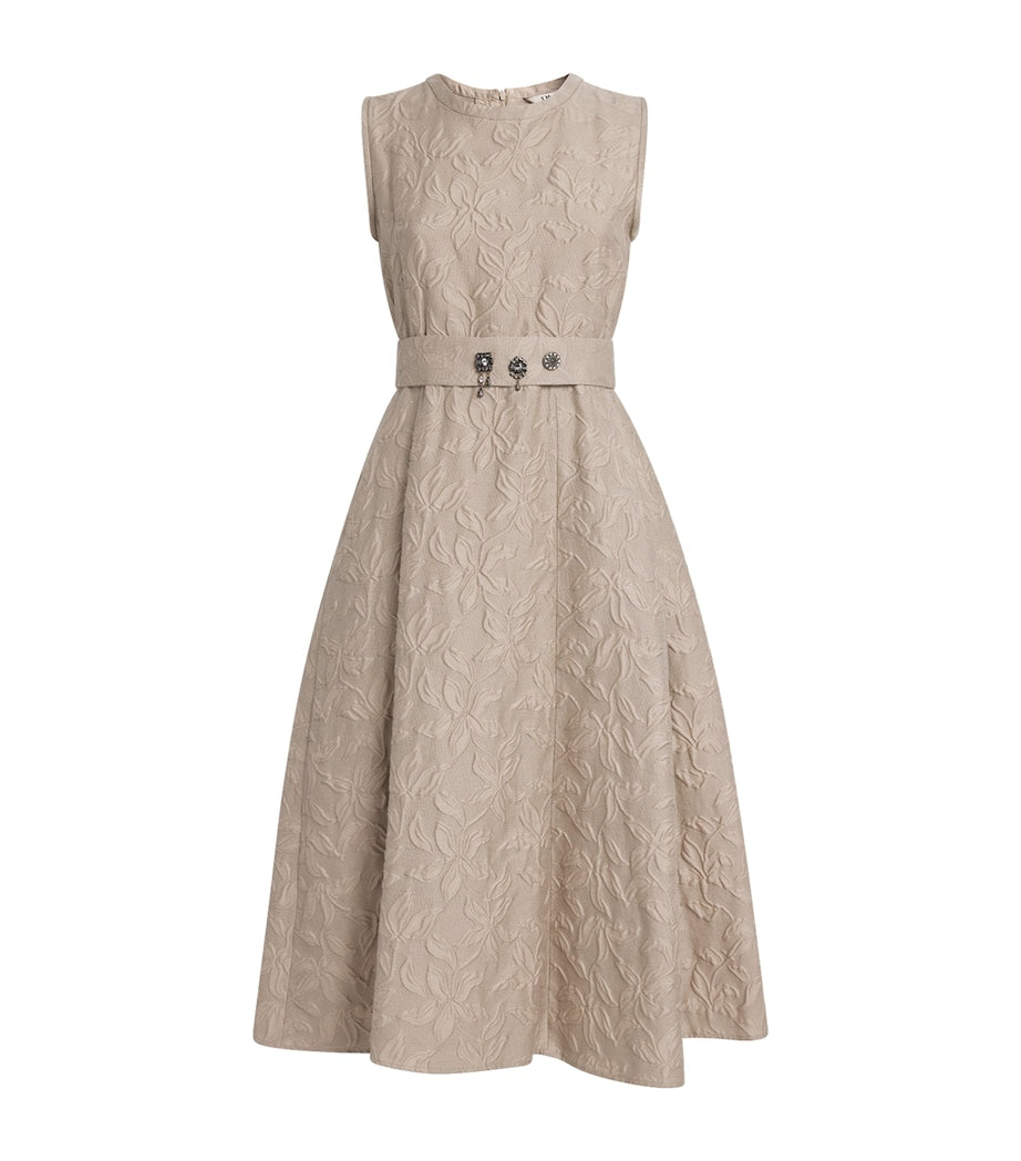 Max Mara Beige Cotton-Blend Floral Dress