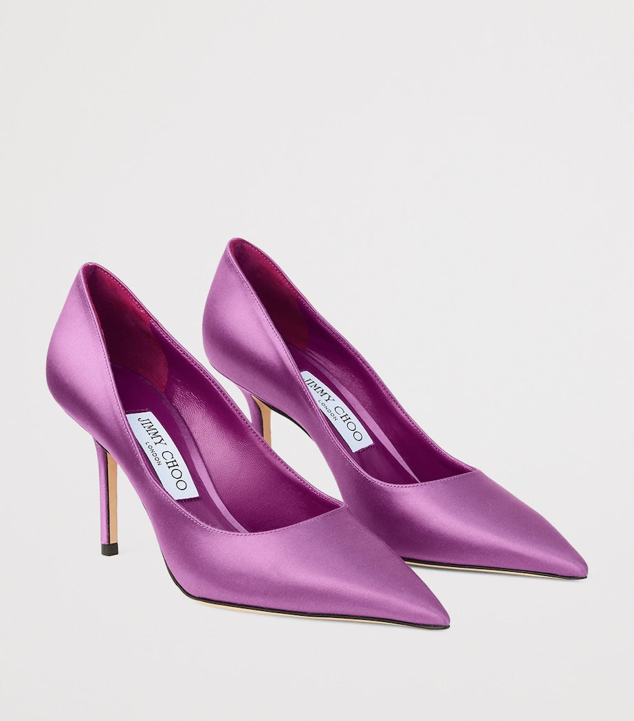 Jimmy Choo Purple Love 85 Satin Pumps