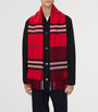 Burberry Red Cashmere Contrast Check Scarf