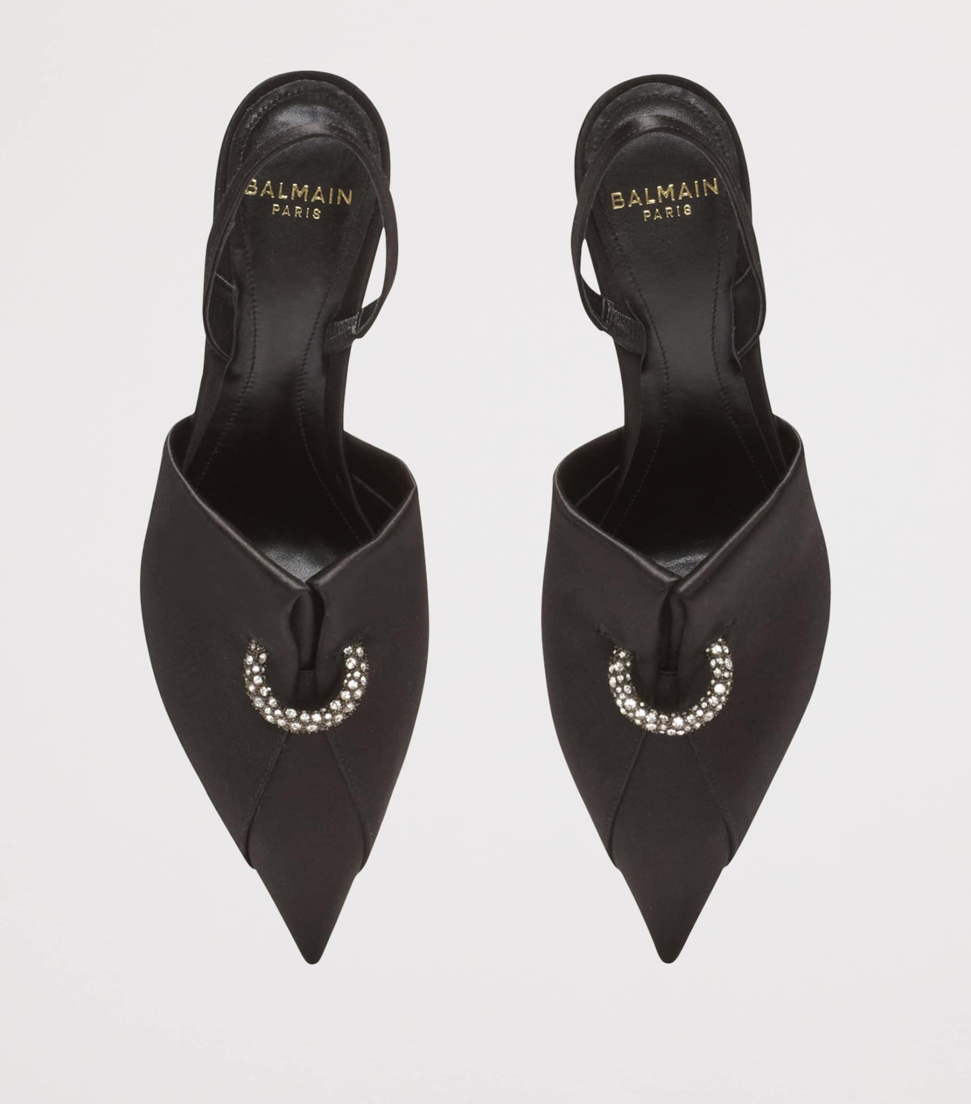 Balmain Satin Pierced Slingback Heeled Mules 75