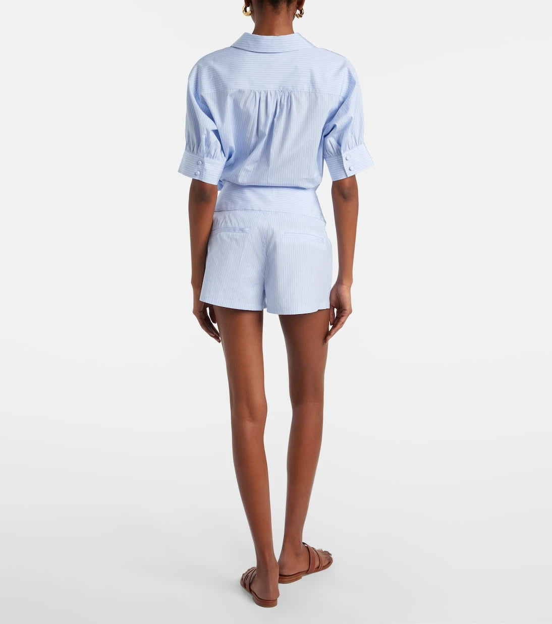 Frame - Harbor striped cotton poplin shorts