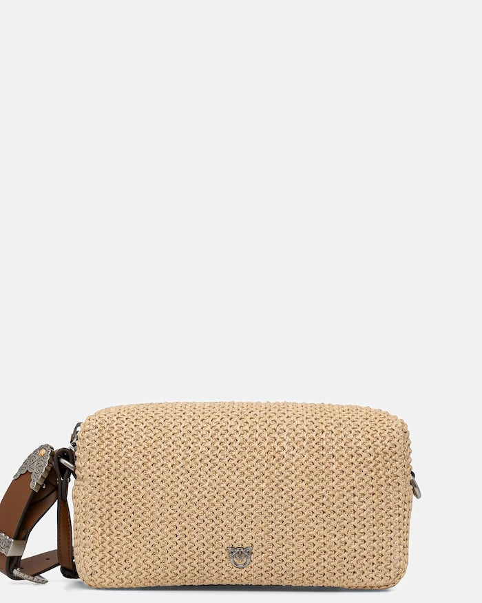 Pinko örgü dokulu kadın crossbody çanta