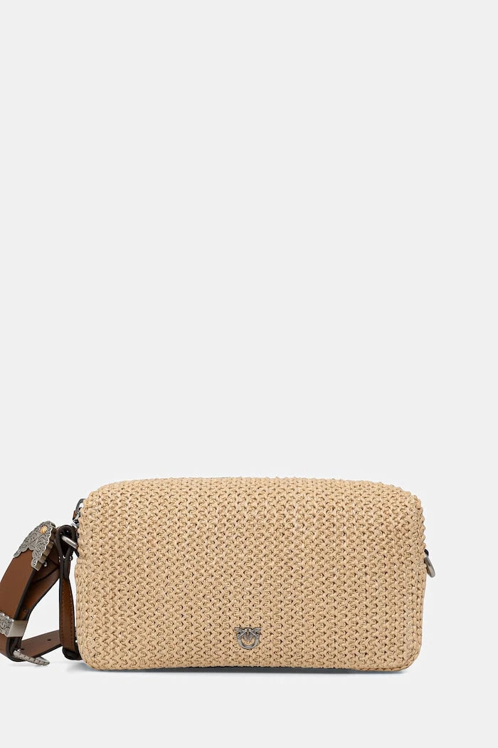 Pinko örgü dokulu kadın crossbody çanta