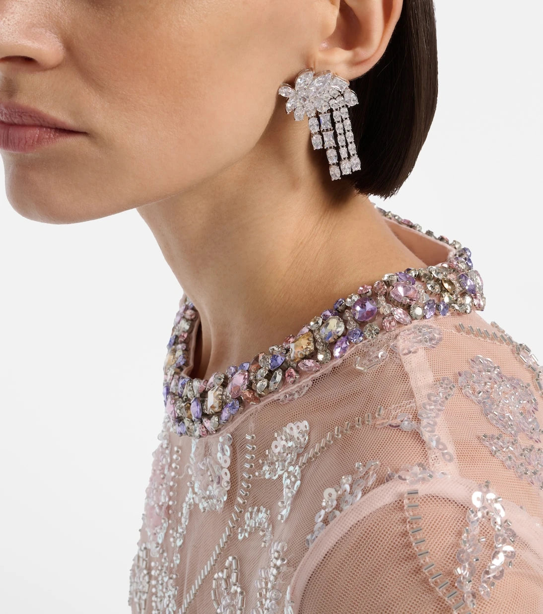 Self-Portrait - Crystal-embellished drop earrings
