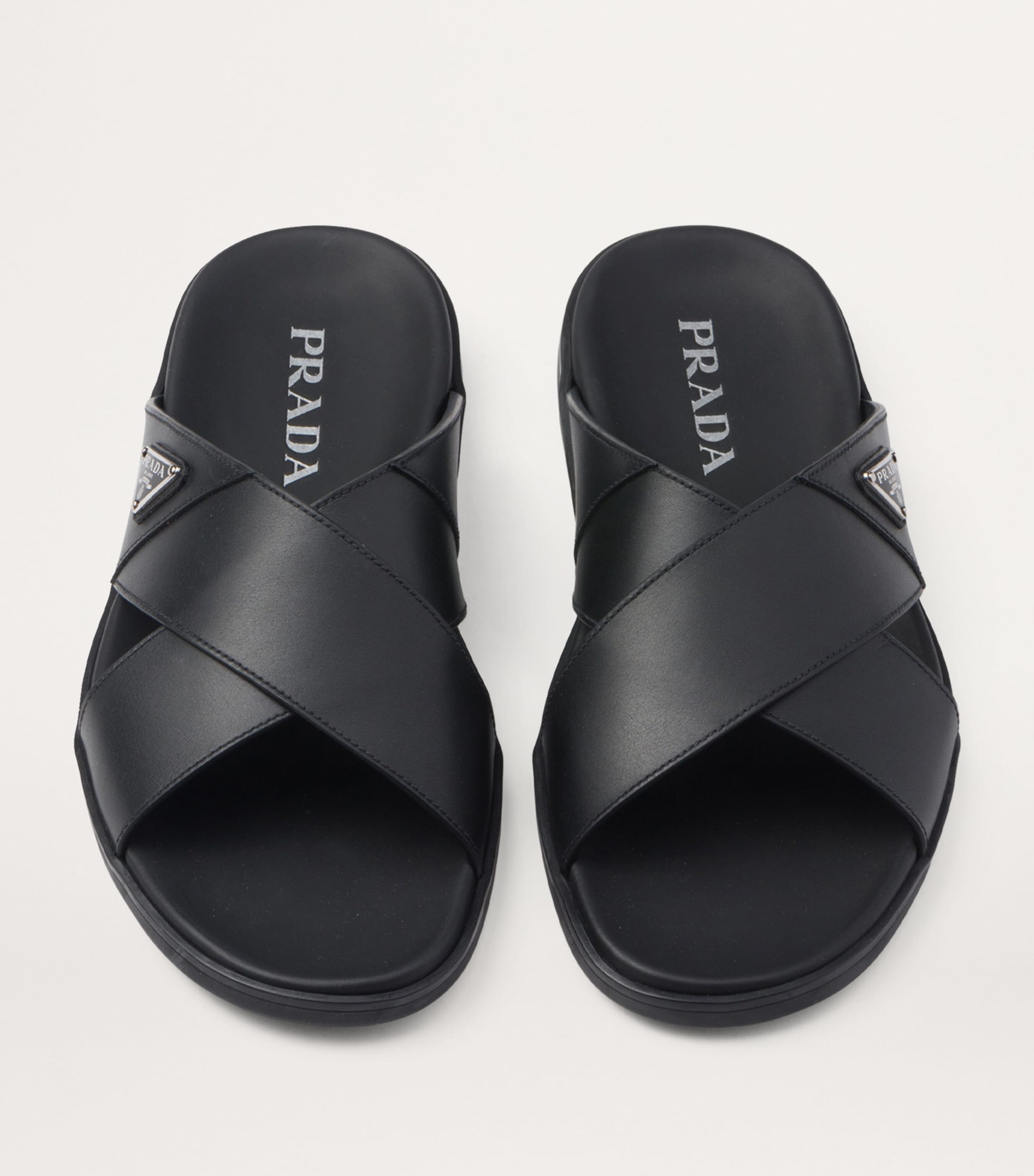 Prada Leather Crossover Sandals