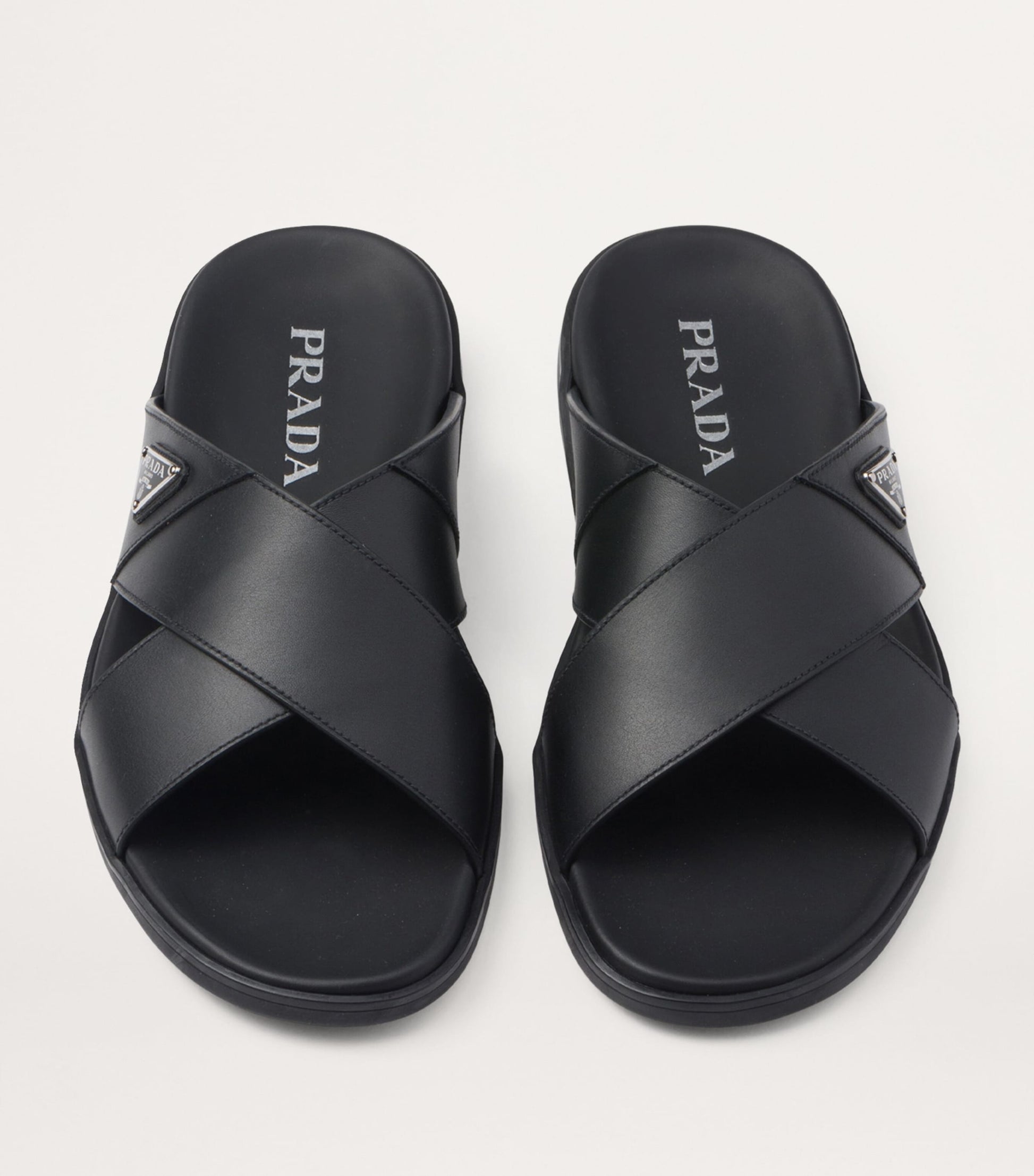 Prada Leather Crossover Sandals