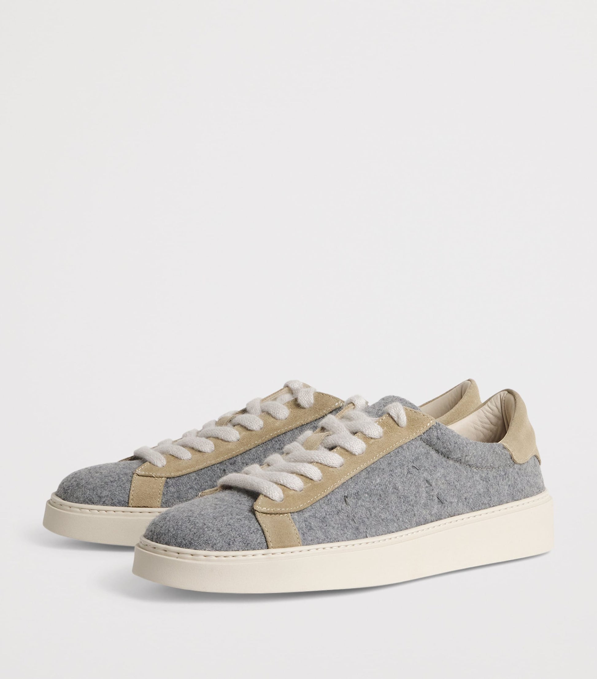 Eleventy Wool Suede-Trim Sneakers
