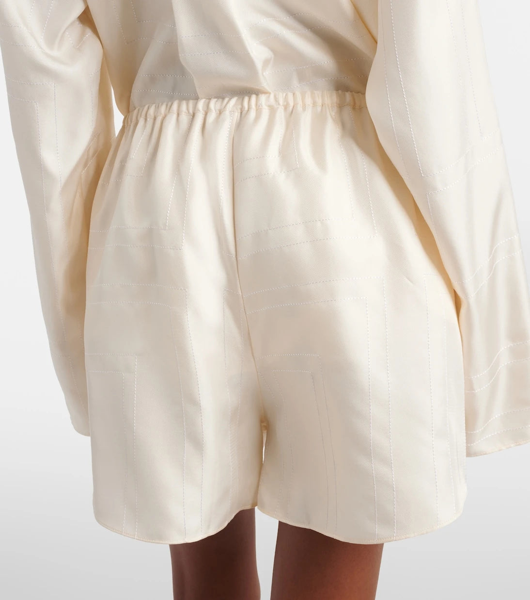 Toteme - Embroidered silk satin pajama shorts