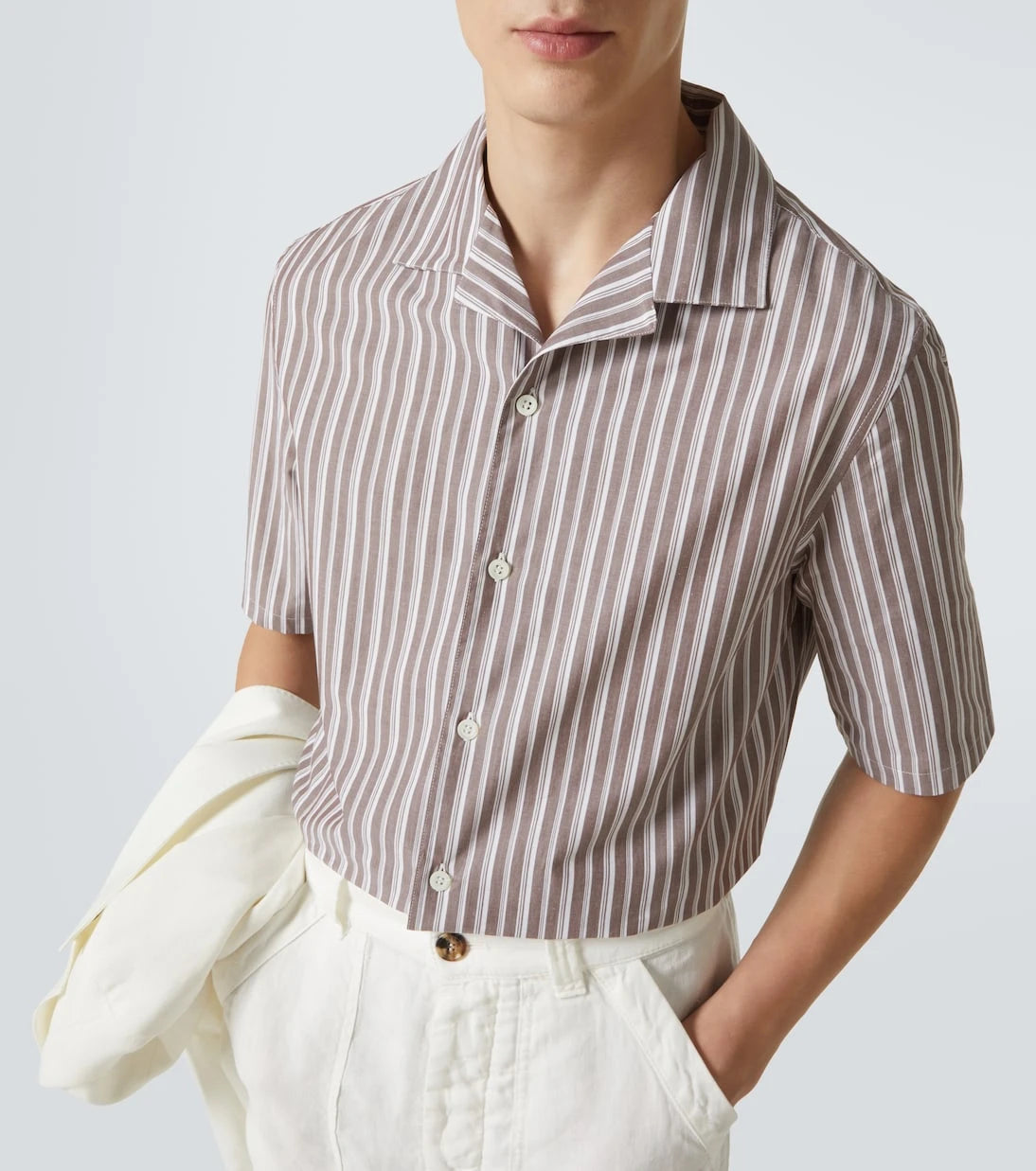 Brunello Cucinelli - Striped cotton bowling shirt