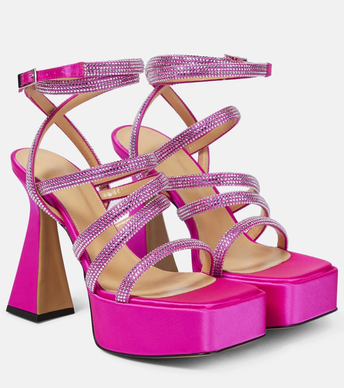 Mach & Mach - Sydney embellished satin platform sandals