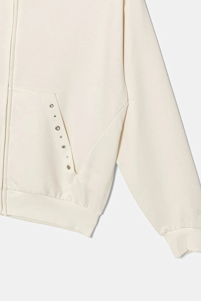 United Colors of Benetton çocuklar için pamuklu fermuarlı kapüşonlu sweatshirt
