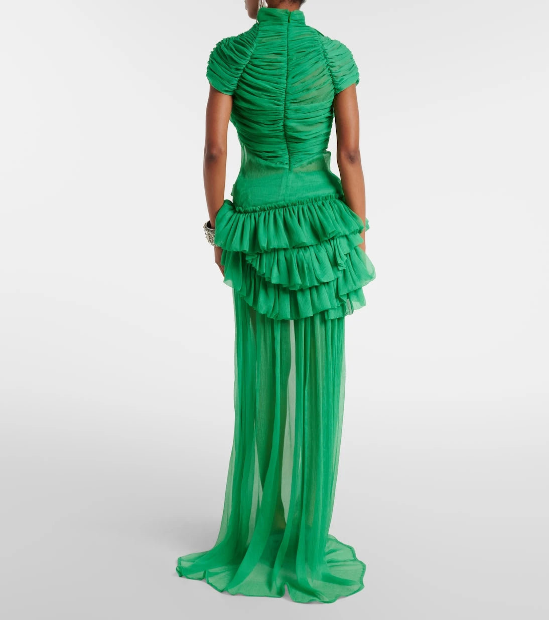 Dries Van Noten - Ruffled silk muslin maxi skirt