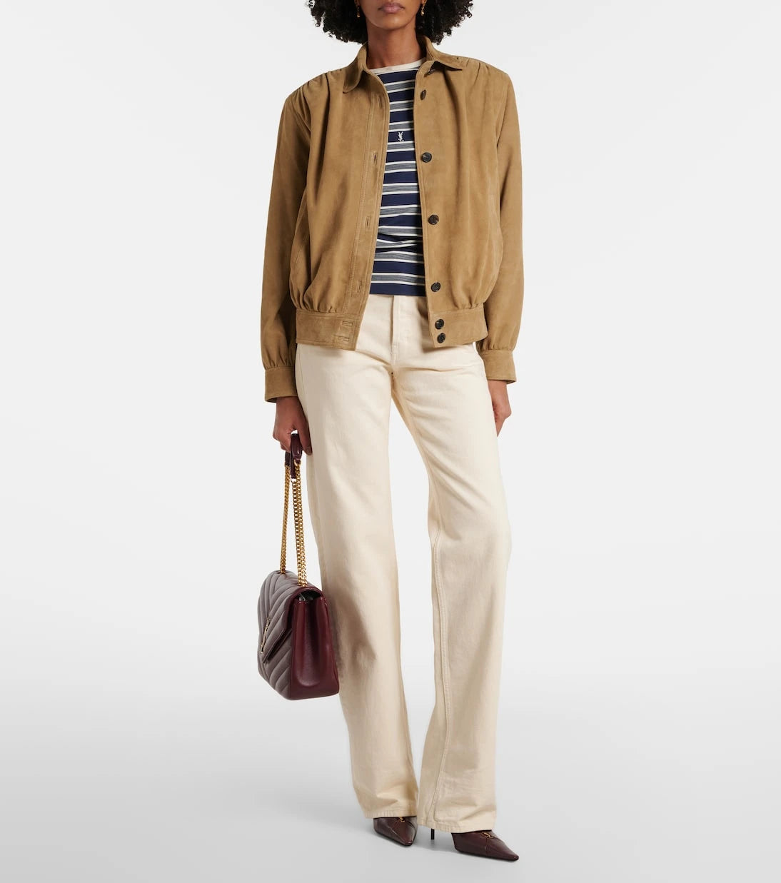 Saint Laurent - Gathered suede jacket