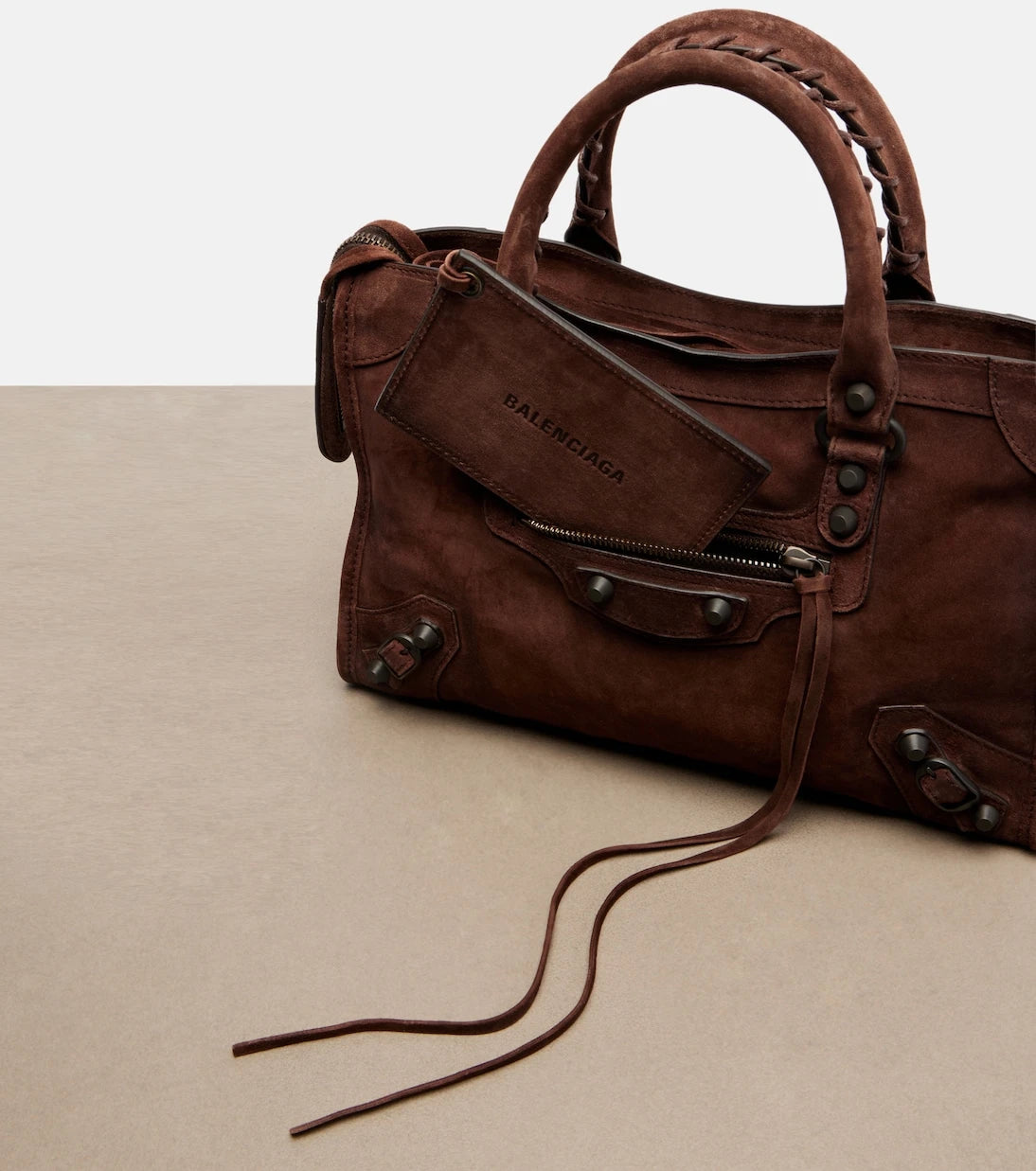 Balenciaga - Le City Small suede top-handle bag