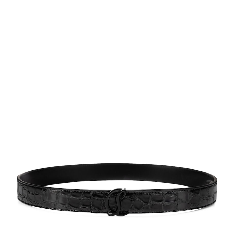 Black CL Logo Leather Belt