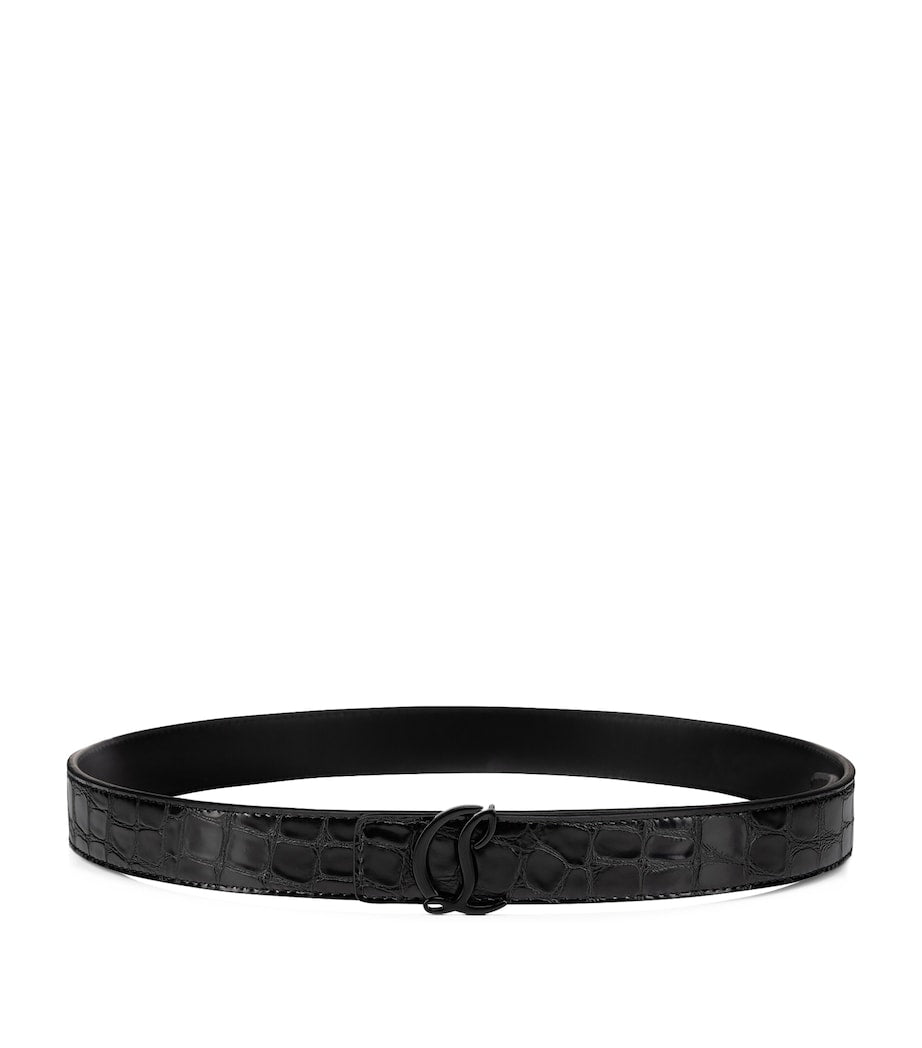 Black CL Logo Leather Belt