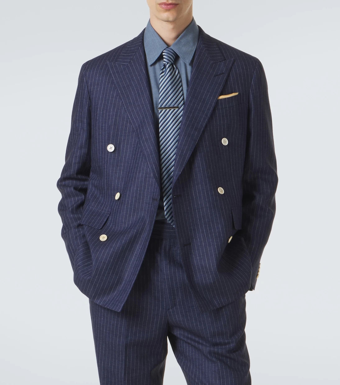 Dunhill - Pinstripe double-breasted linen blazer