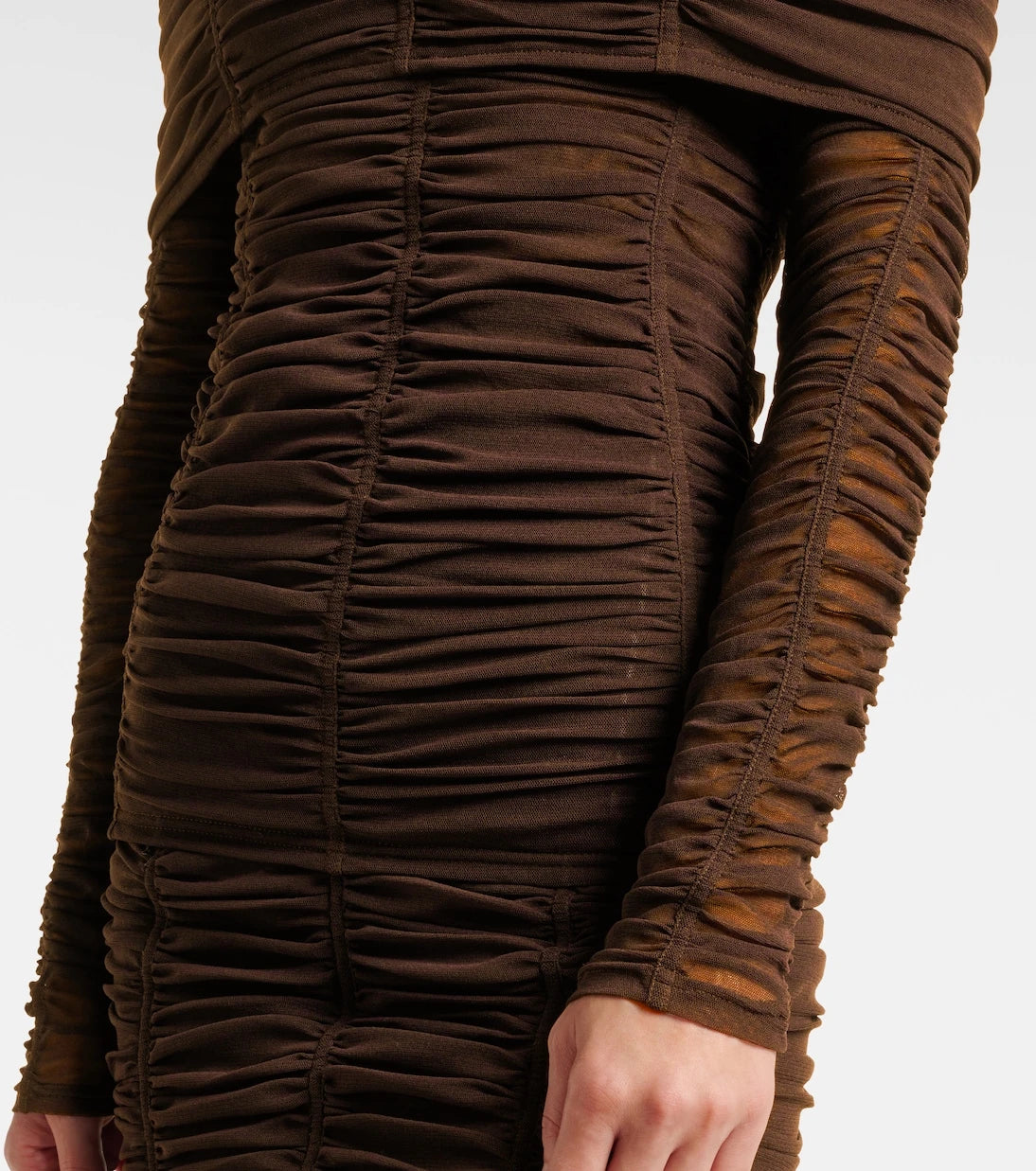 The Attico - Ruched off-shoulder jersey top