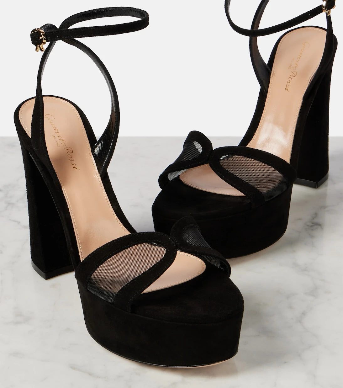 Gianvito Rossi - 120 suede and mesh platform sandals