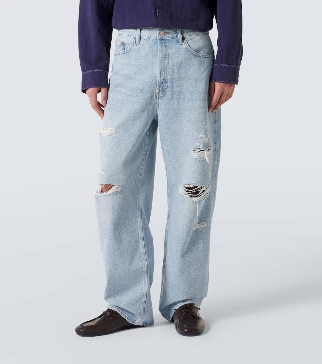 Frame - Baggy distressed wide-leg jeans