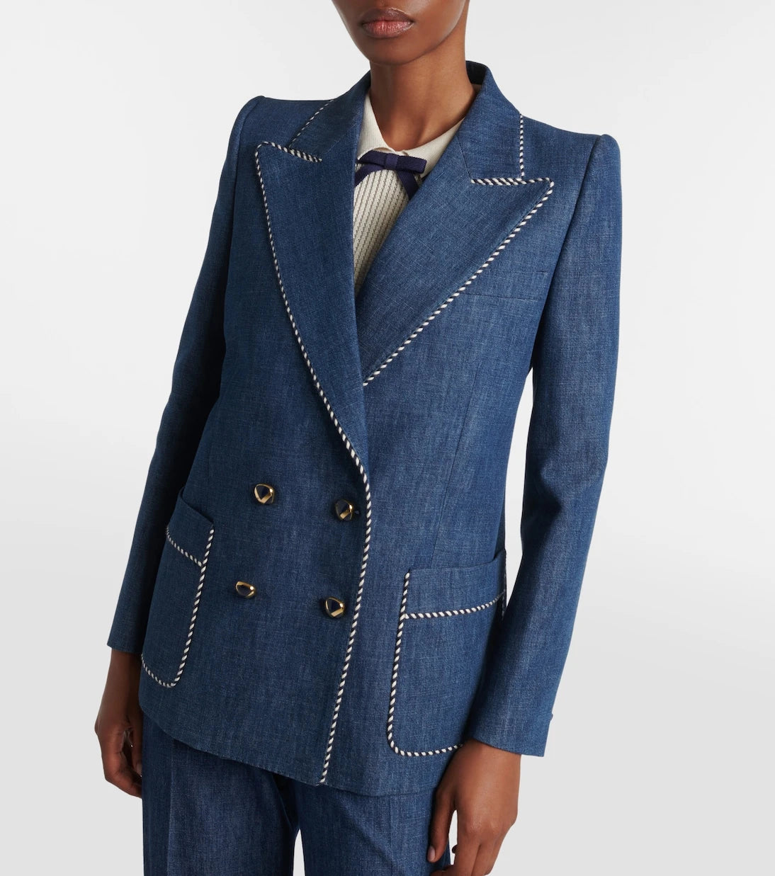 Valentino - Double-breasted chambray blazer