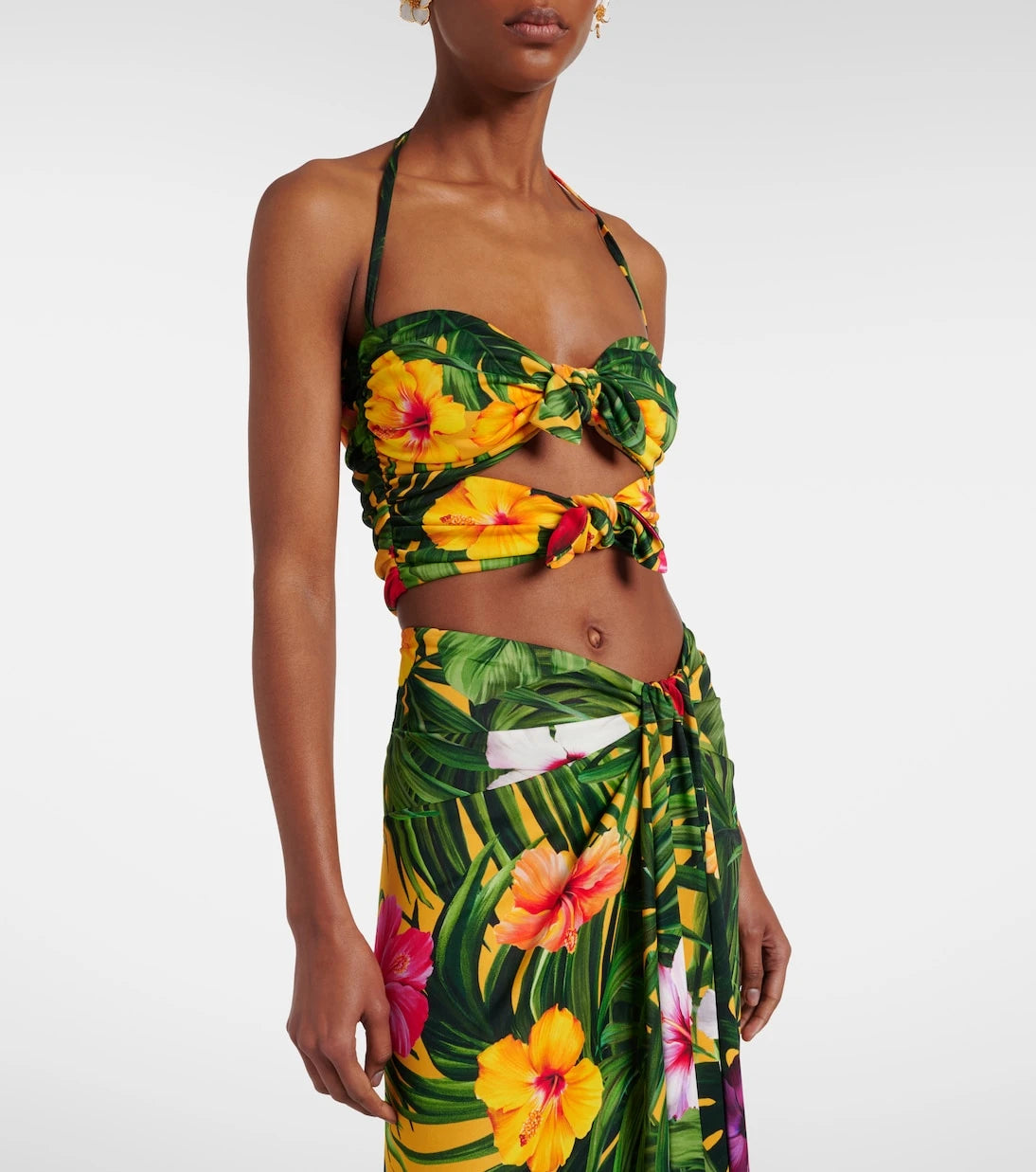 Dolce&Gabbana - Cutout floral halterneck crop top