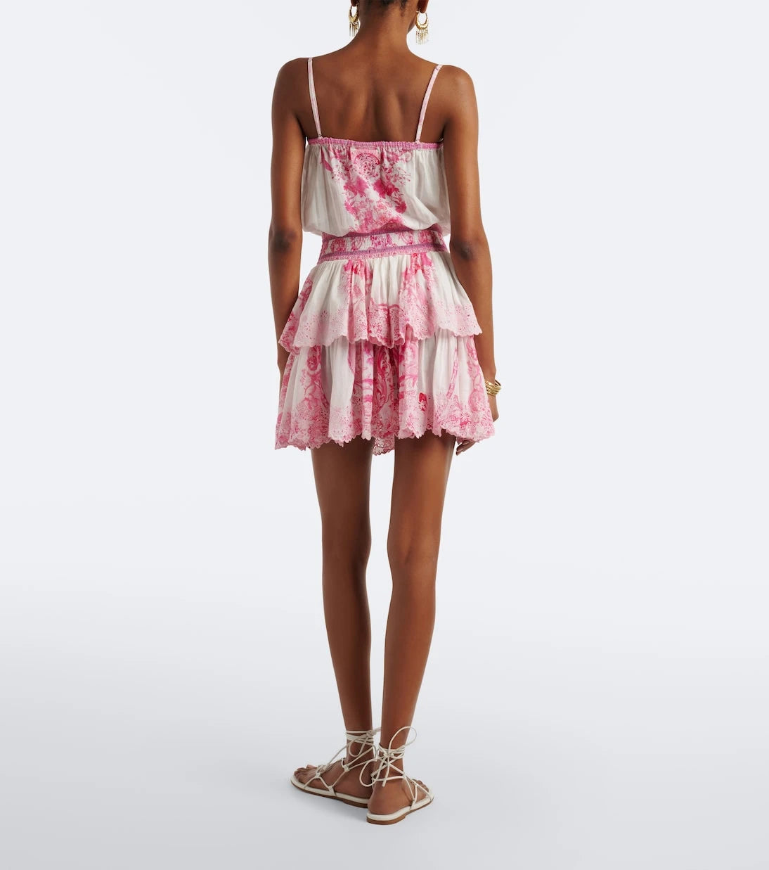 Camilla - Embellished printed cotton minidress