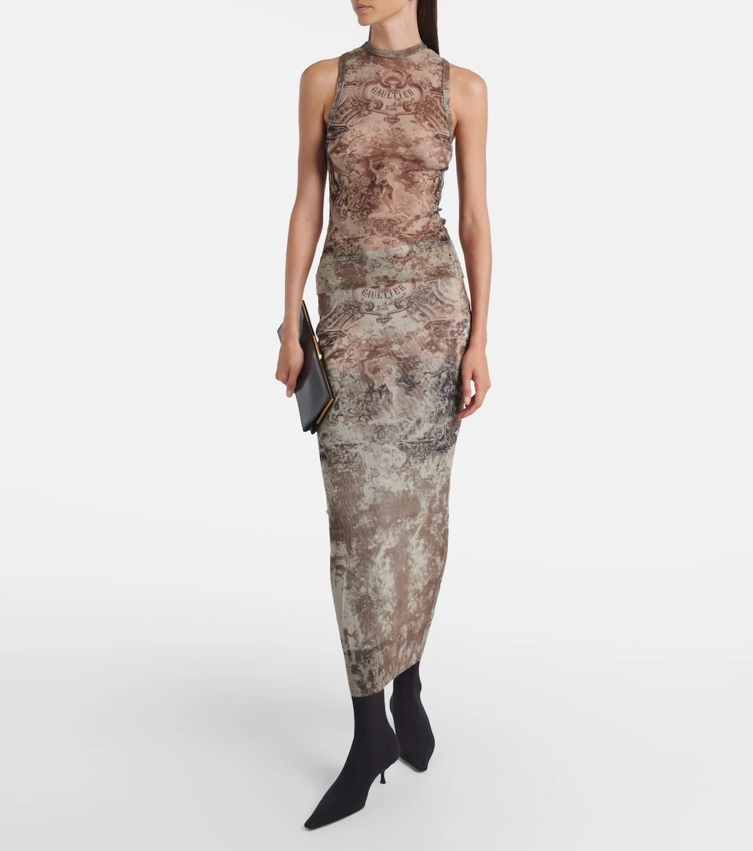 Jean Paul Gaultier - Médallion printed mesh midi skirt