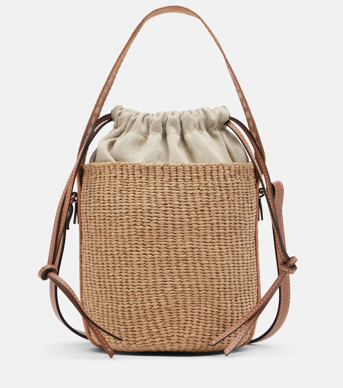 Chloé - Woody Small raffia bucket bag