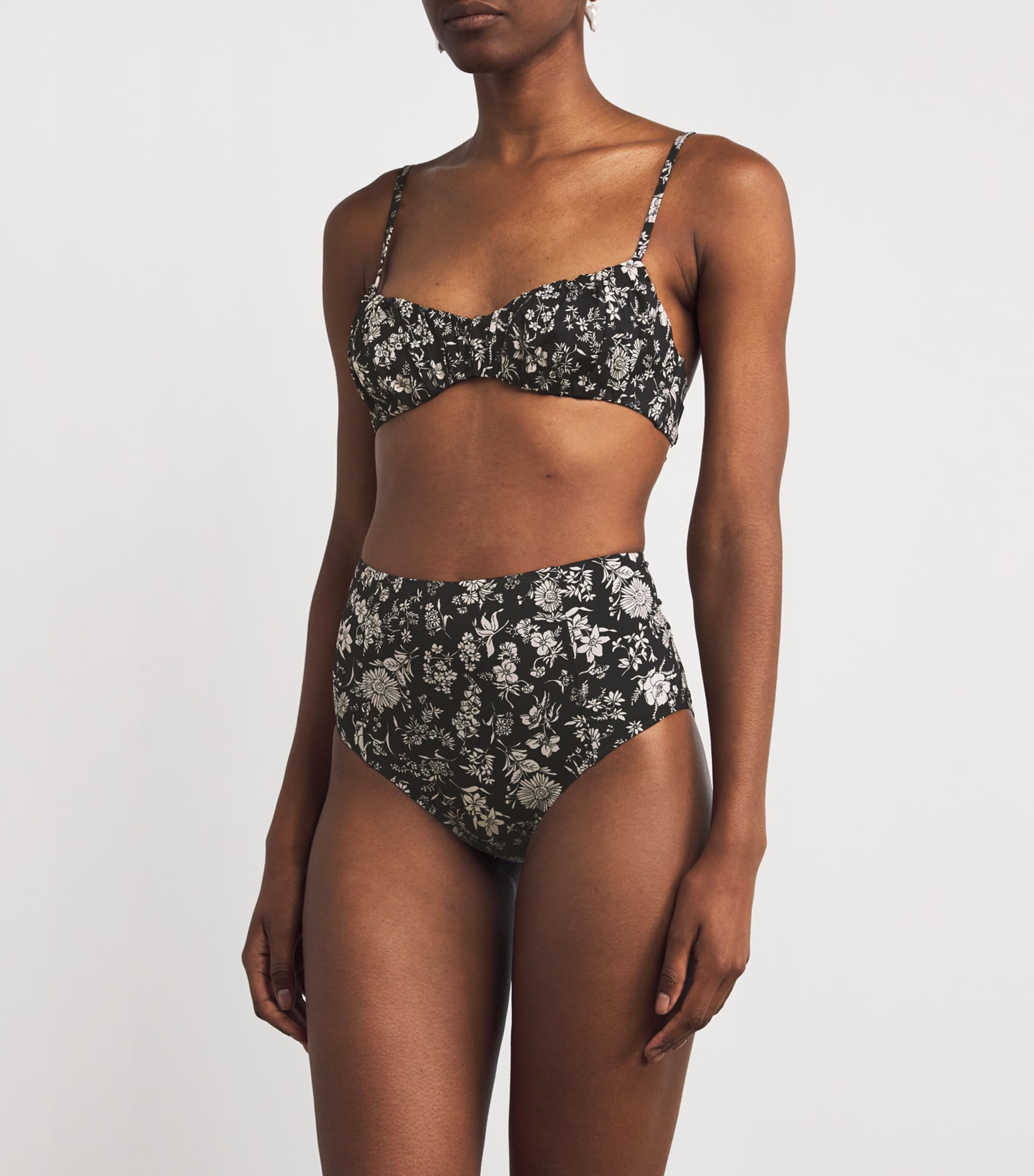 Ulla Johnson Black Ruched Naomi Bikini Top