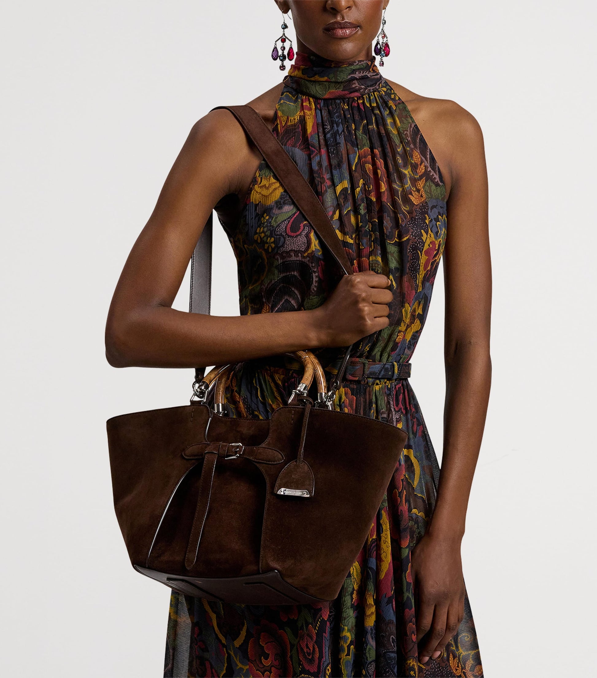 Brown Suede Ralph Tote Bag