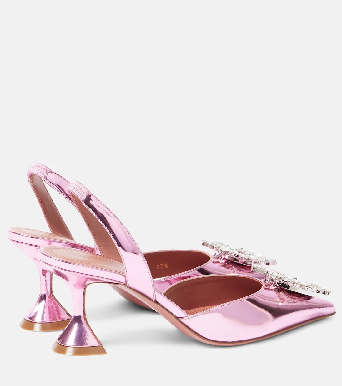 Amina Muaddi - Begum Sling 70 mirrored leather slingback pumps