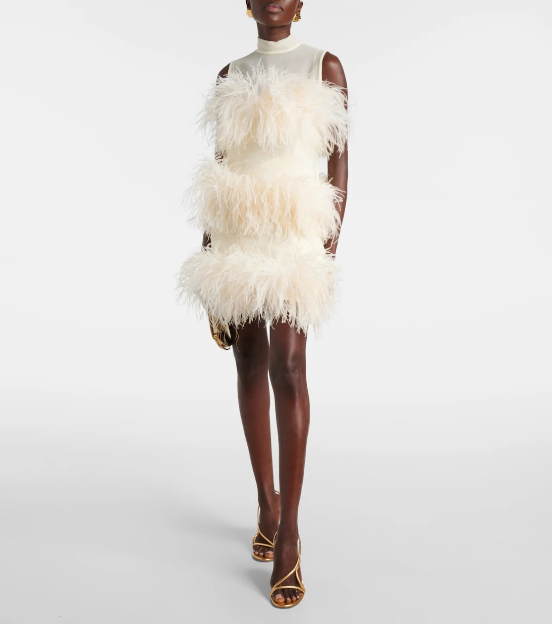 Taller Marmo - Divine feather-trimmed chiffon minidress