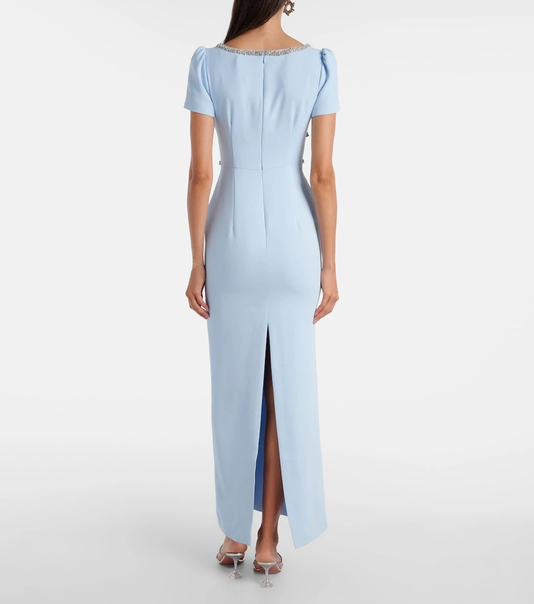 Self-Portrait - Floral-appliqué crêpe maxi dress