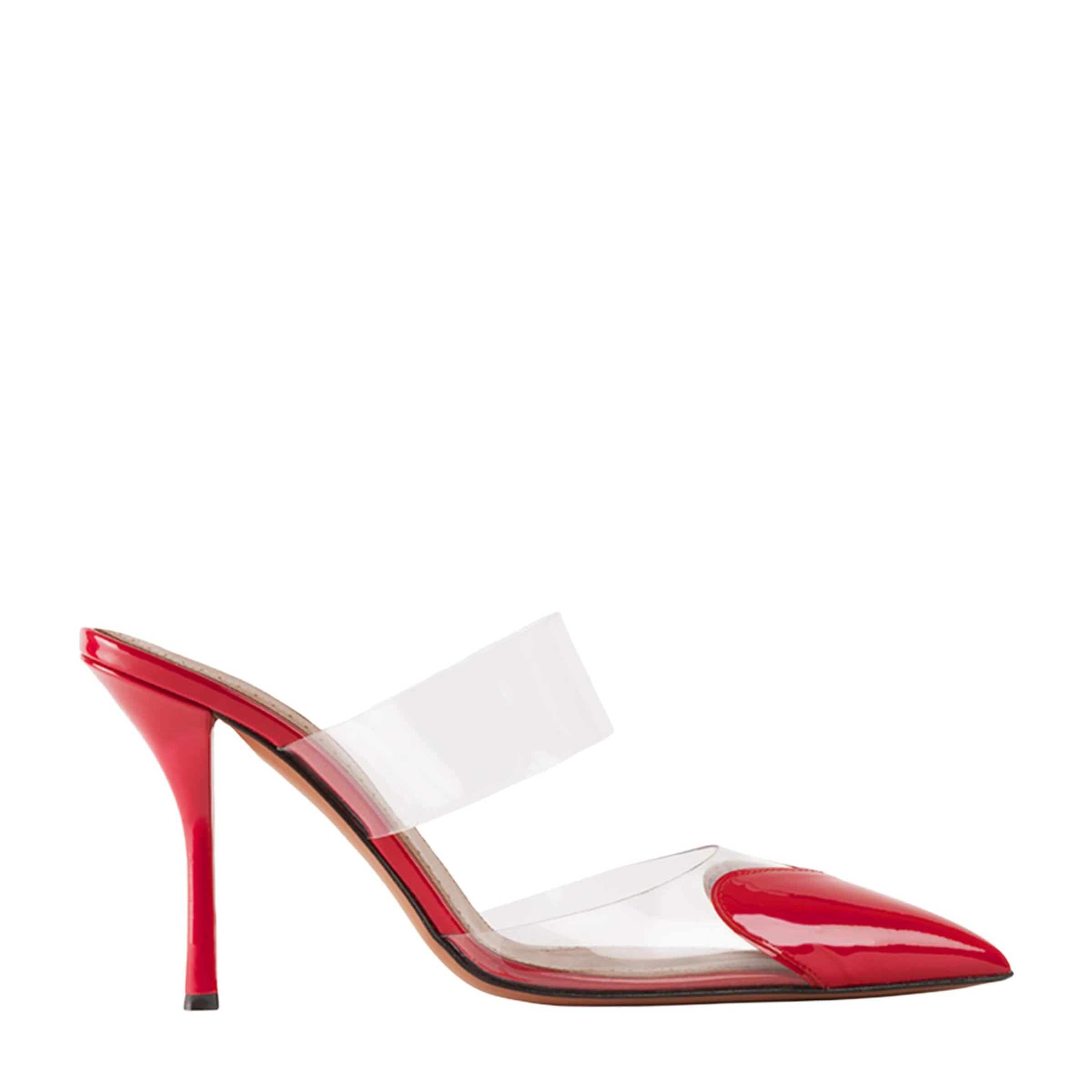 Alaïa Red Patent Leather Le Coeur Mules 90