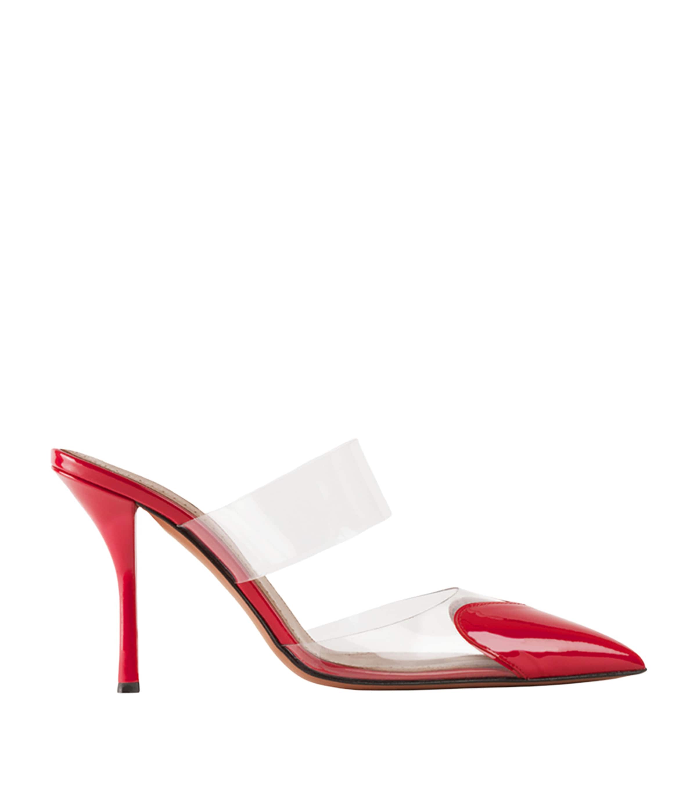 Alaïa Red Patent Leather Le Coeur Mules 90