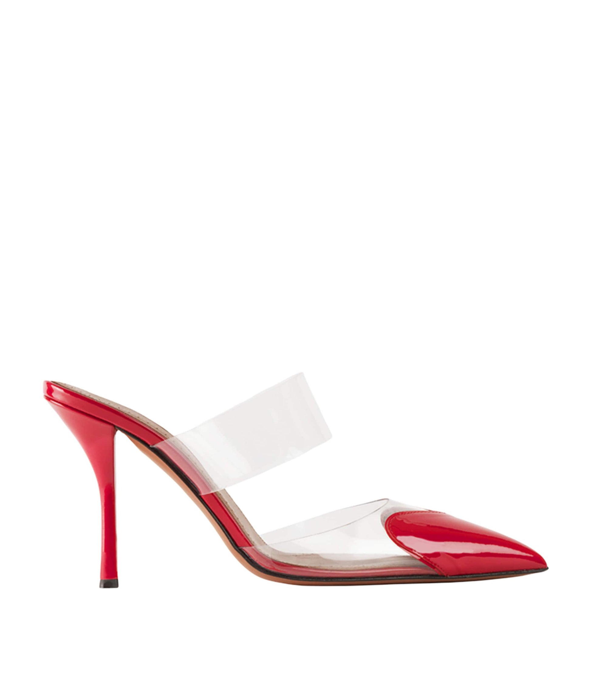 Alaïa Red Patent Leather Le Coeur Mules 90
