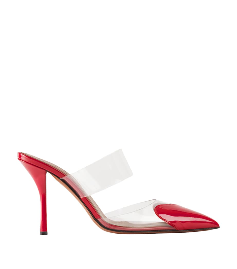 Alaïa Red Patent Leather Le Coeur Mules 90