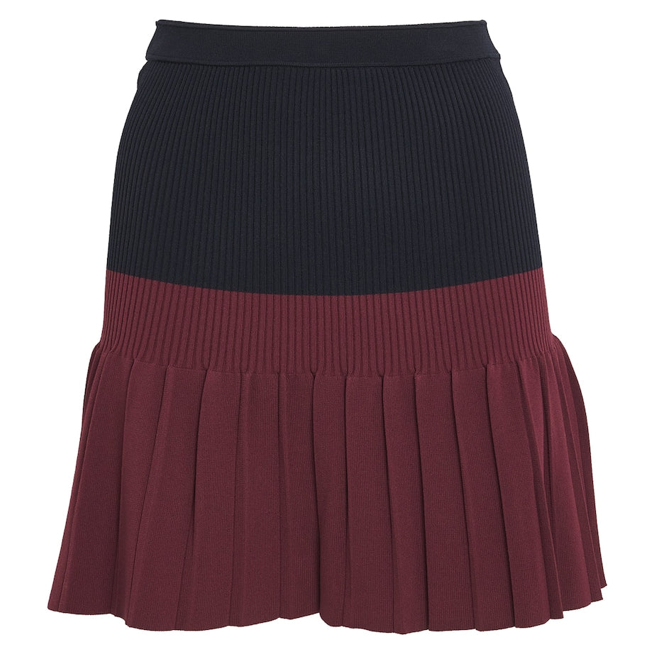 Blue Knitted Pleated Mini Skirt
