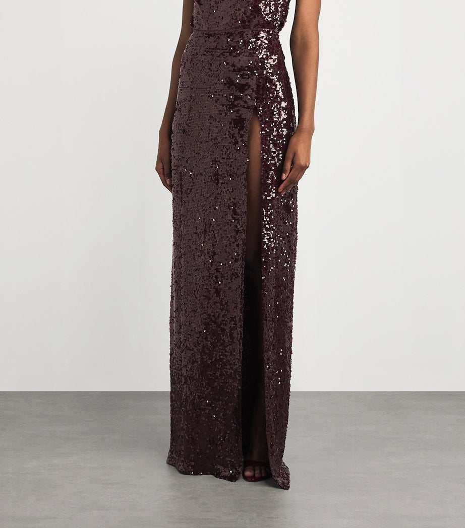 Purple Sequinned Maxi Skirt