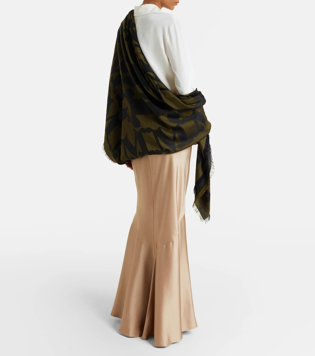 Max Mara - Monogram jacquard wool and silk scarf