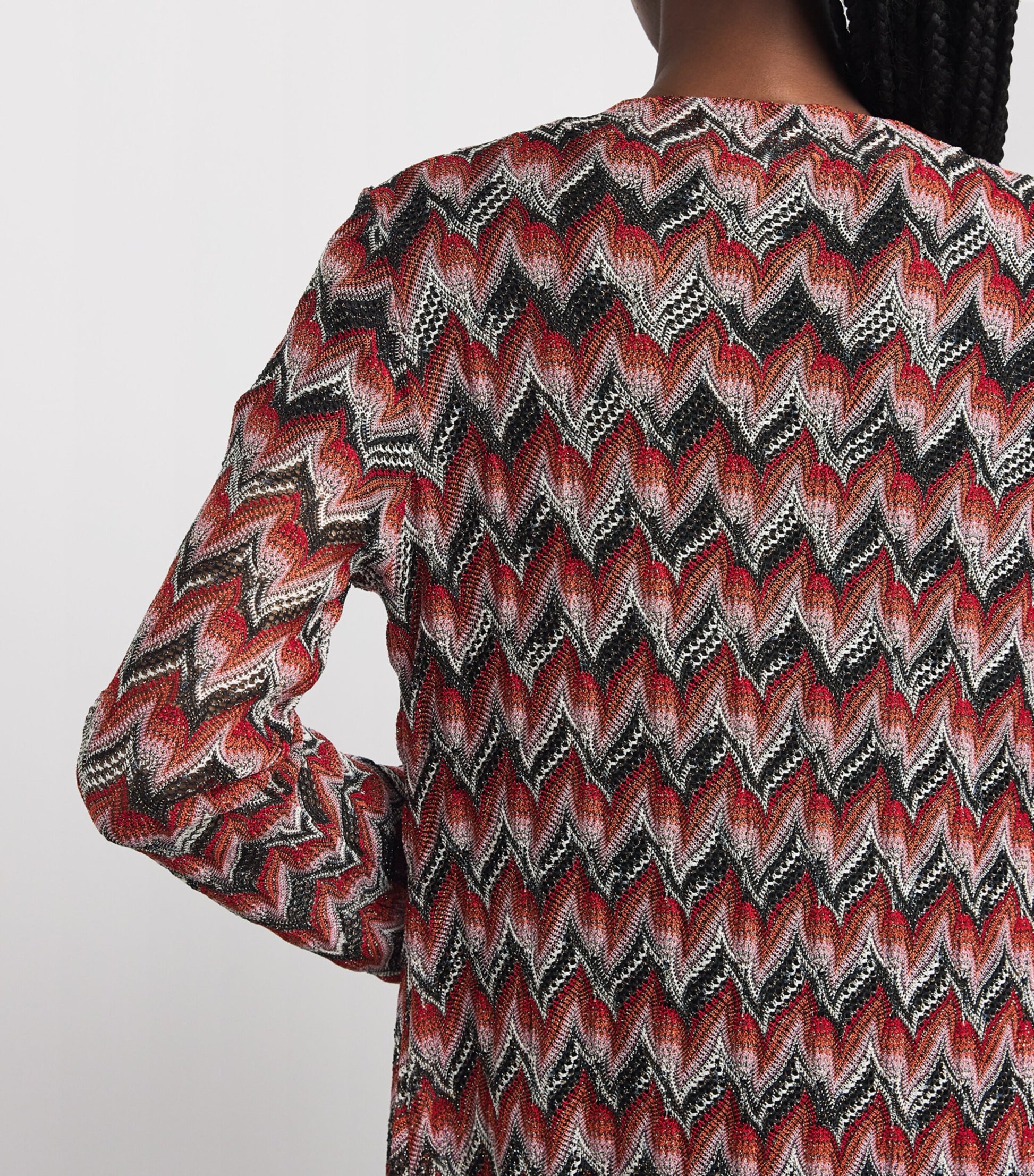 Missoni Red Zigzag Open-Front Cardigan