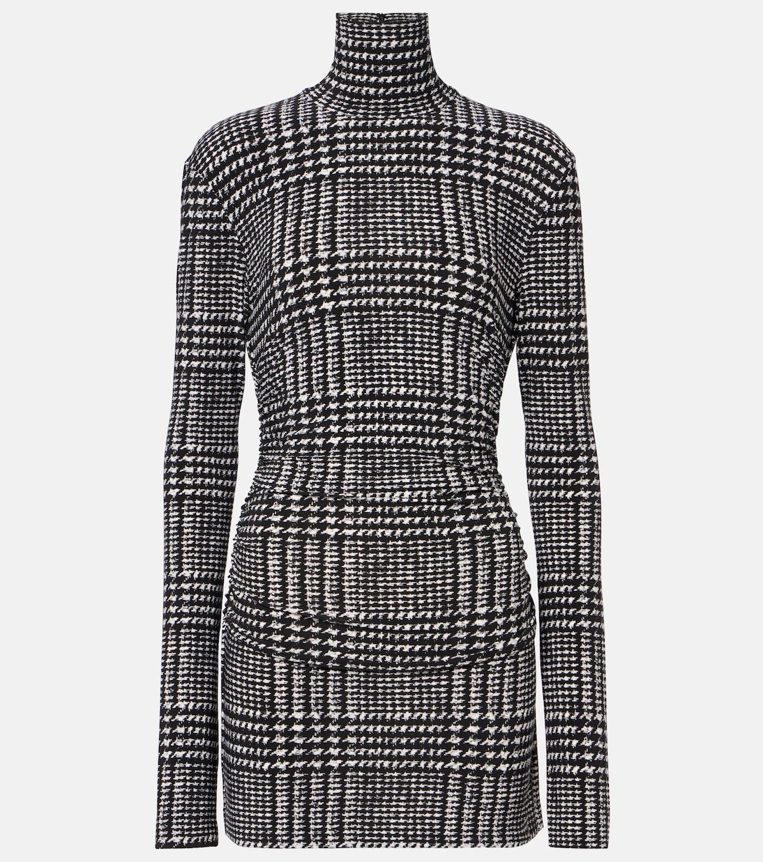 Norma Kamali - Turtleneck plaid minidress