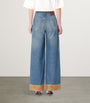Valentino Blue Decorated-Trim Wide-Leg Jeans