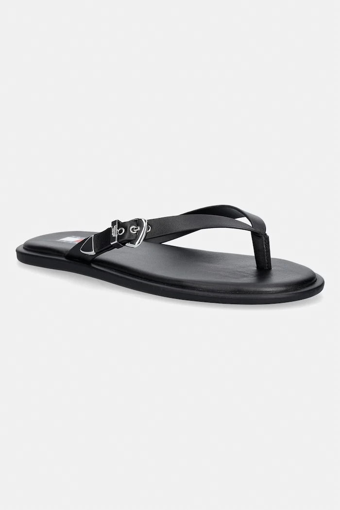 Tommy Jeans Kadın Deri Parmak Arası Terlik TJW FLAT LEATHER SANDALS