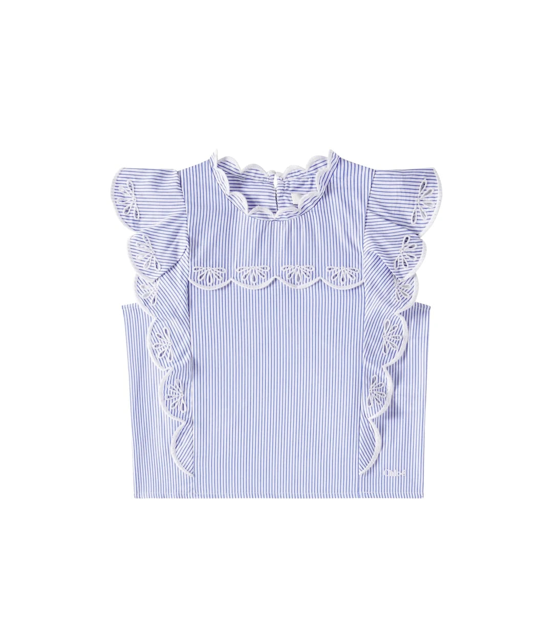 Chloé Kids - Embroidered striped cotton poplin top